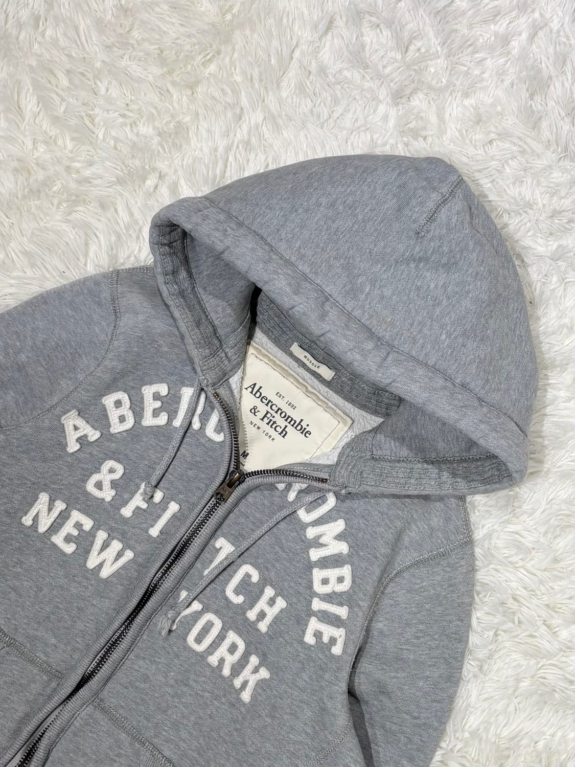 아베크롬비 빅로고 그레이 후드집업 상품이미지5
