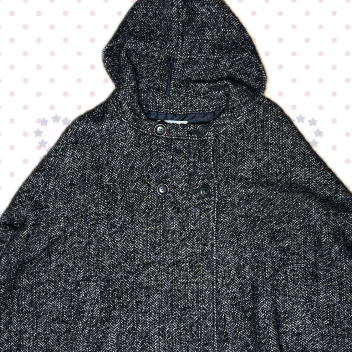 모리걸 데일리 블랙 보카시 후드 케이프 코트 상품이미지2