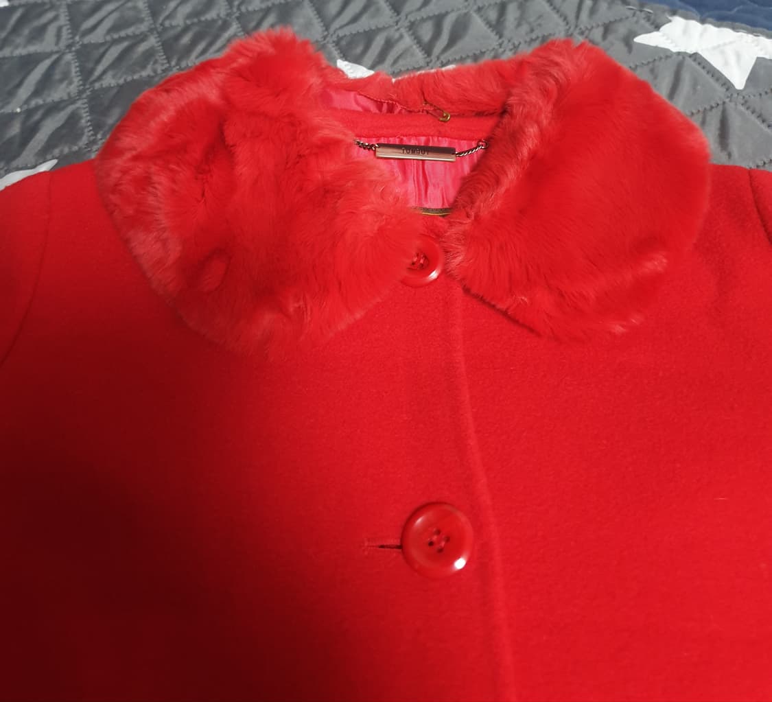 톰보이 슬림핏 앙고라퍼 울코트 레드 (88) 상품이미지2