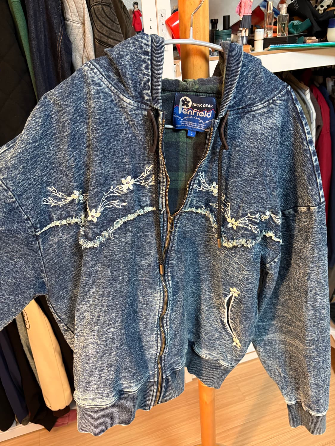 [택포] 펜필드 플라워 인디고 후드 집업 상품이미지5