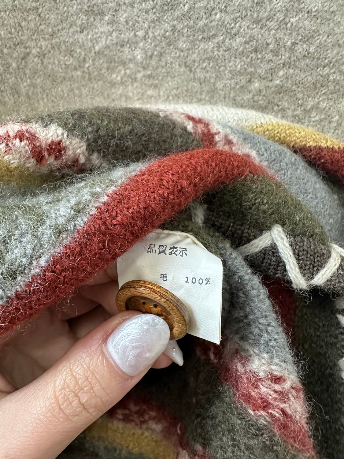 일본빈티지 SAISON DE ELLE 울100% 우드 버튼 니트 가디건 상품이미지8