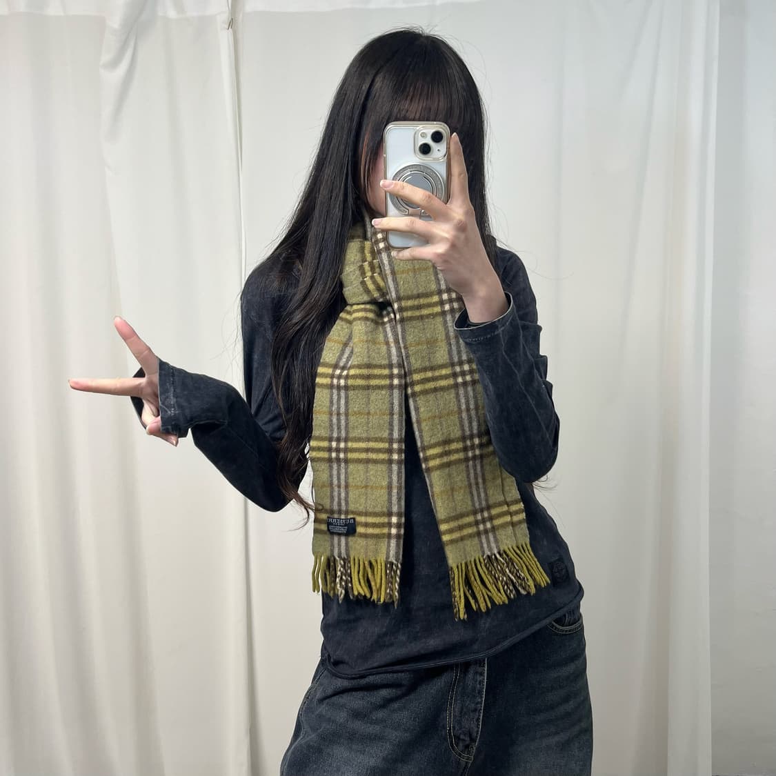 Burberry Khaki Lambswool Muffler 상품이미지2