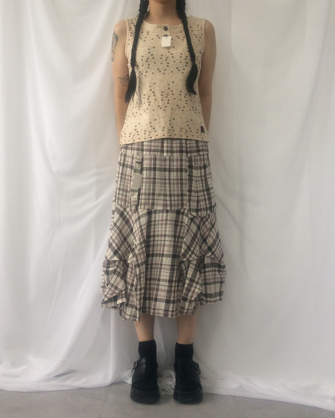 Button point flower pattern sleeveless 상품이미지7