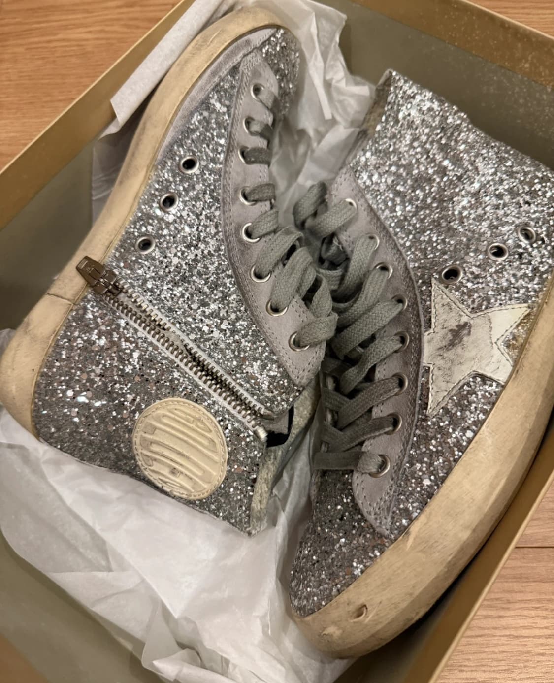 골든구스 Golden goose 프란시 실버 글리터 스니커즈 35 상품이미지2