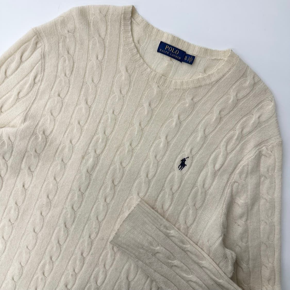 폴로랄프로렌 신형라벨 메리노 울 아이보리 꽈배기 니트  상품이미지3