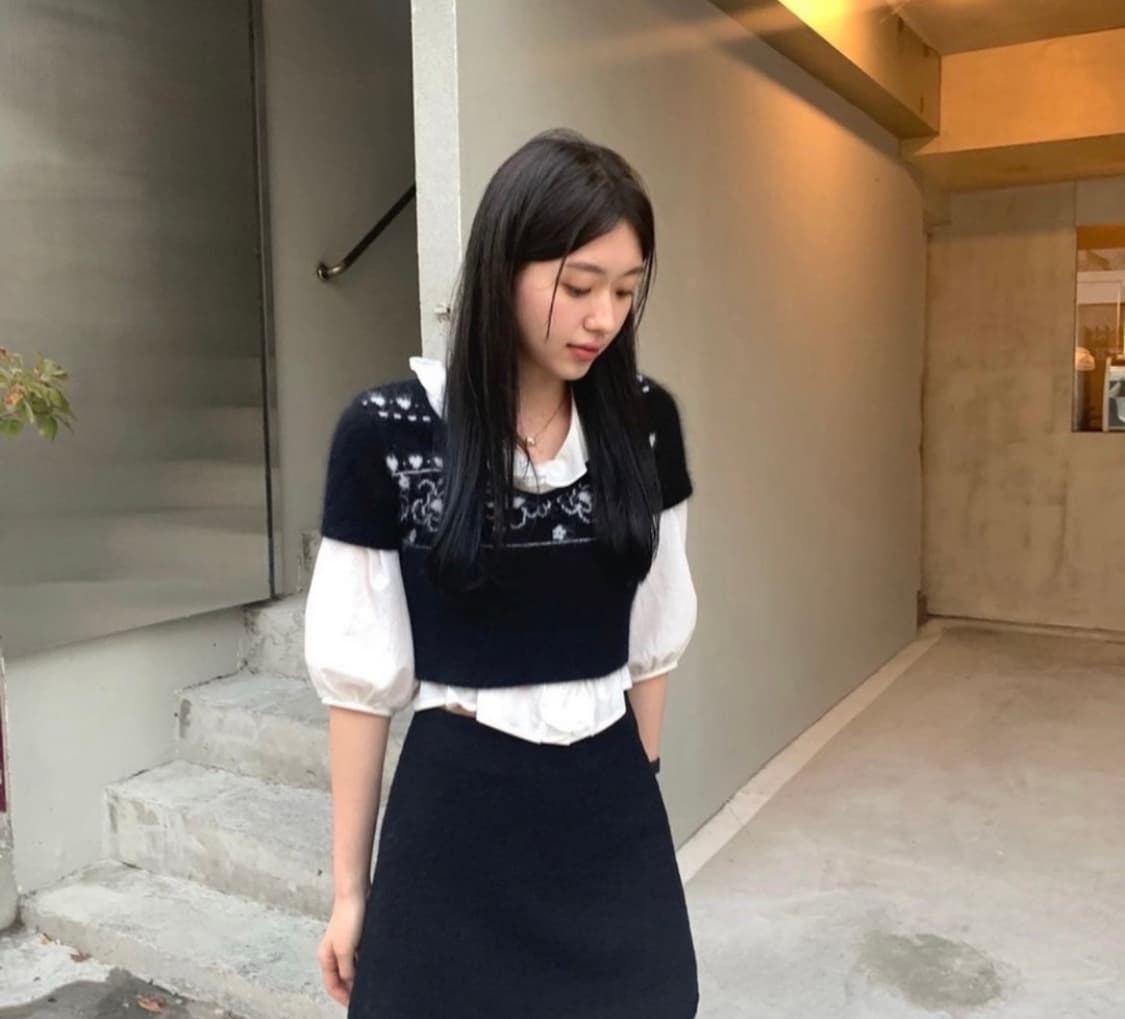 르플레인 글로리 블라우스 + 서쿠키 앙고라 니트탑 상품이미지1