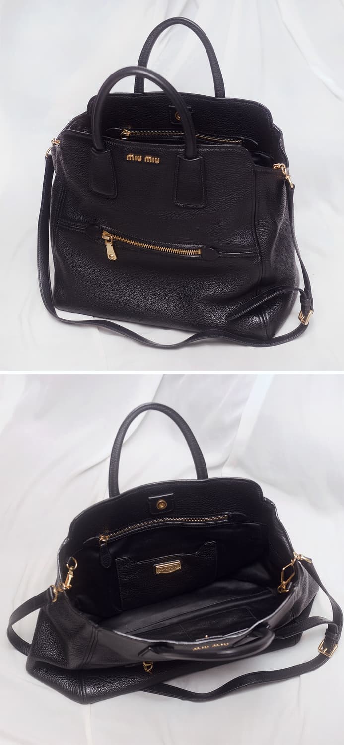 미우미우 (miu miu) 비텔로 카리브 금장 블랙 2웨이 빅토트.숄더백 상품이미지4