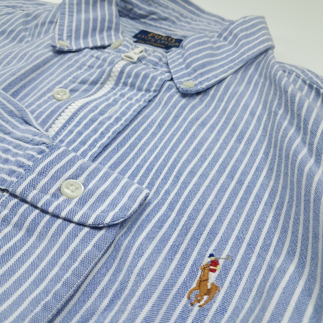 CL990 폴로 스트레치옥스포드 클래식블루 스트라이프 크롭셔츠 상품이미지4