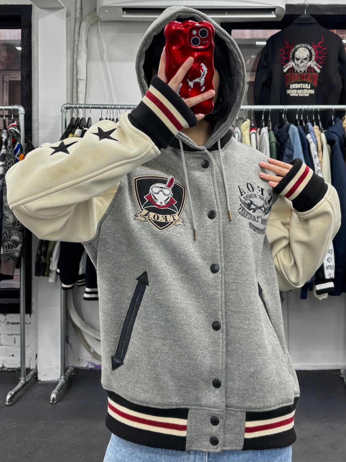 밴슨 레더 TFOA 후디 바시티 자켓 상품이미지2