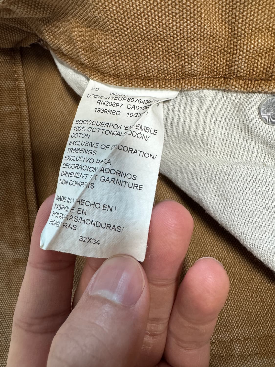 디키즈 빈티지 카펜터 32x34 칼하트브라운 색상 상품이미지3