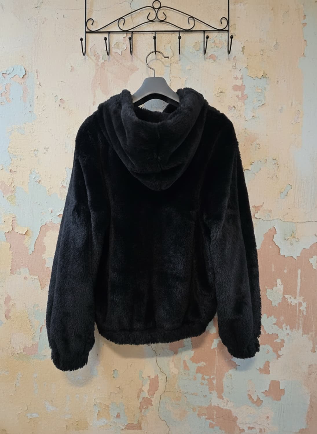 블랙 에코퍼 후드 자켓 Free 상품이미지2