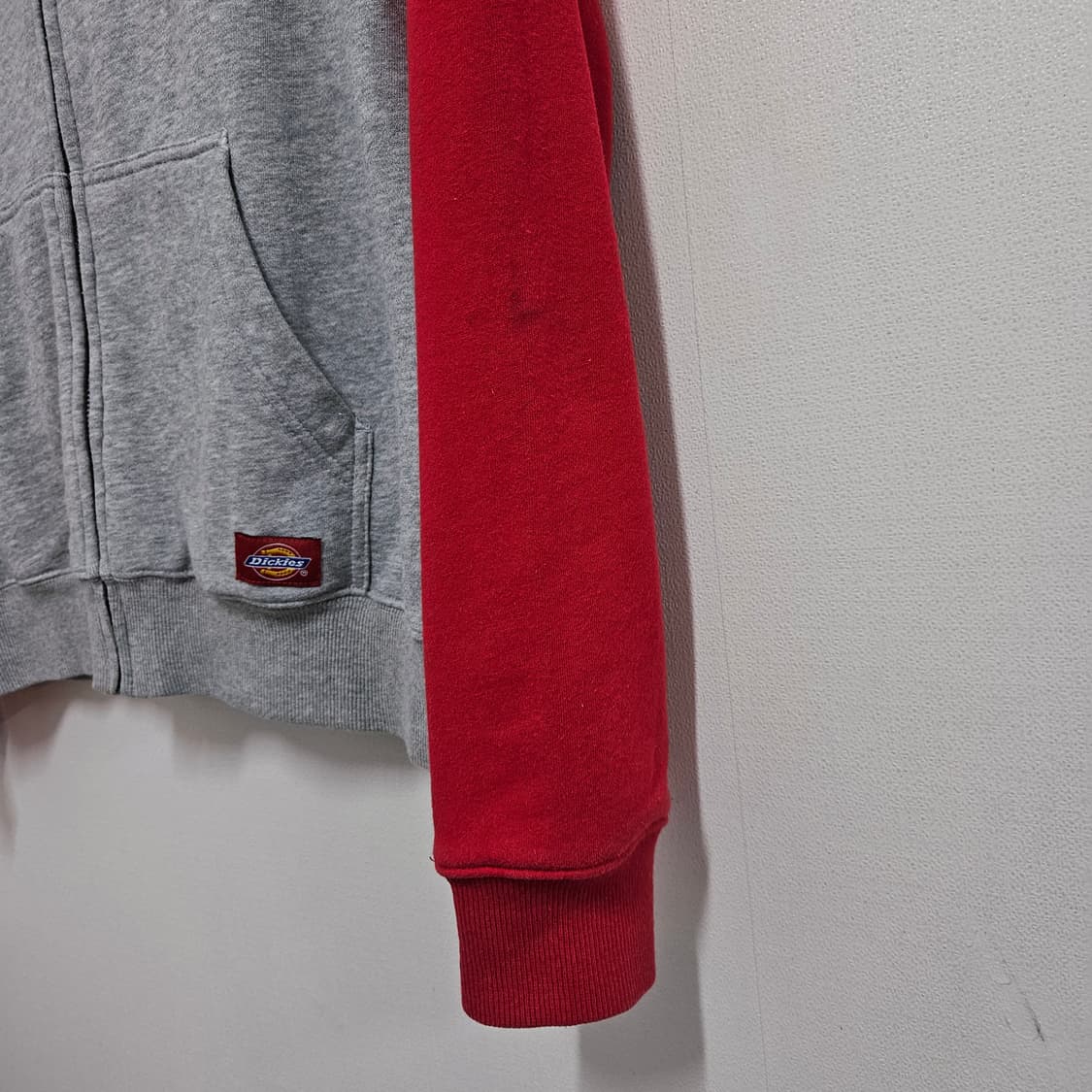 M 95-100 디키즈 나그랑 배색 후드집업 그레이 레드 상품이미지5