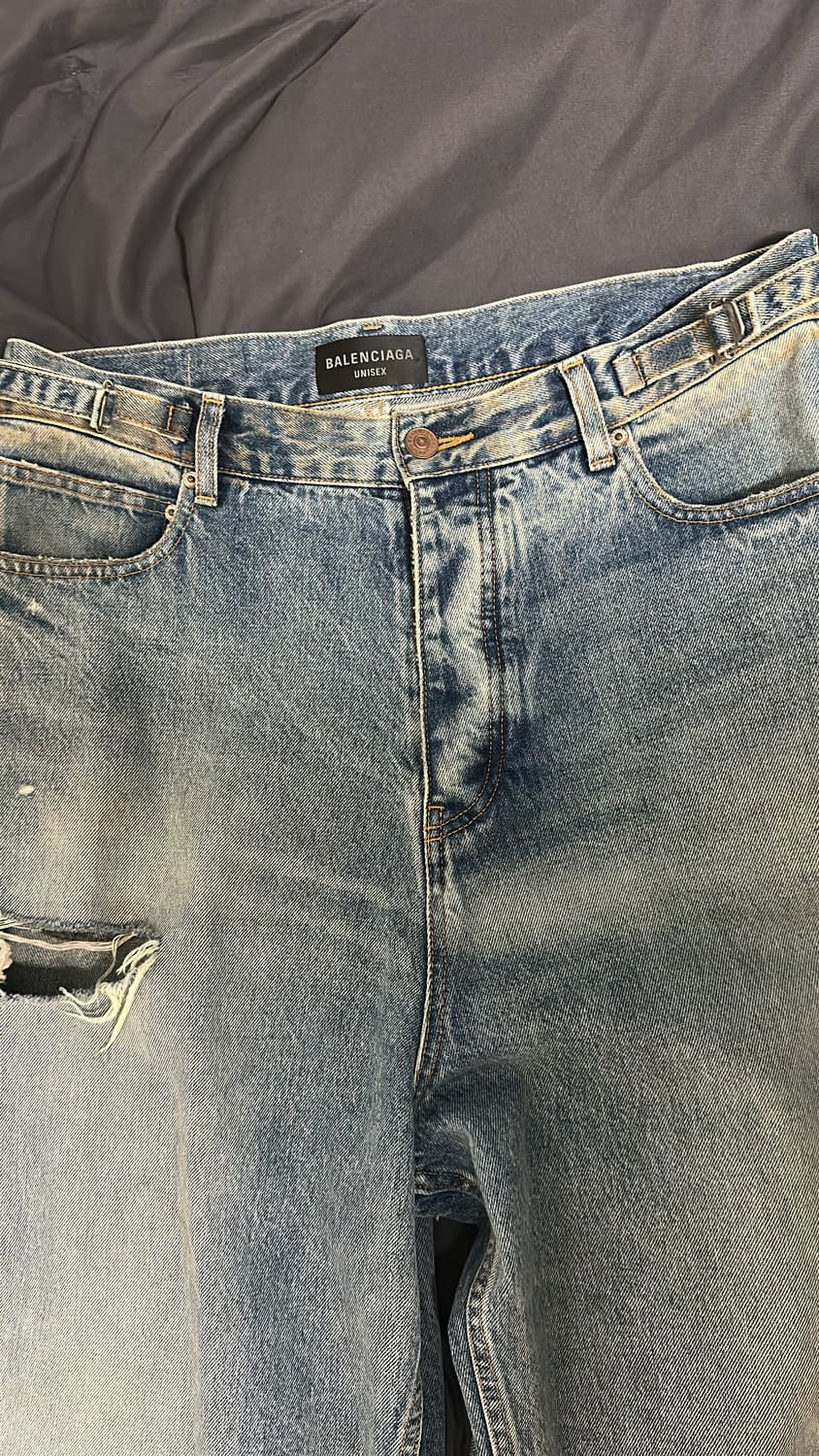 발렌시아가 디스트로이드 슈퍼 라지 배기 팬츠 블루 XS 상품이미지3