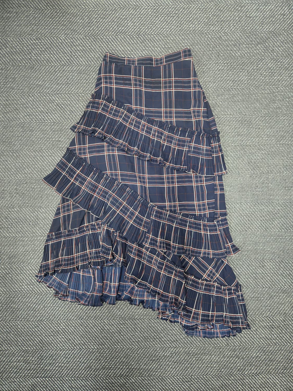 모어댄예스터데이 체크 패턴 프릴 캉캉 스커트 플리츠 밴딩치마 상품이미지1