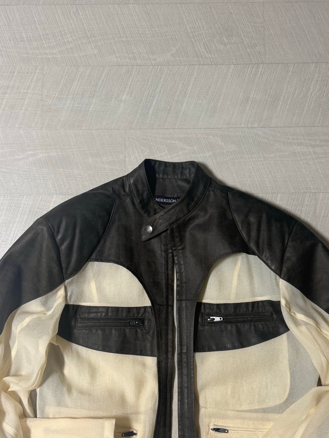 앤더슨벨 시어서커 레더 자켓 브라운 M 상품이미지2