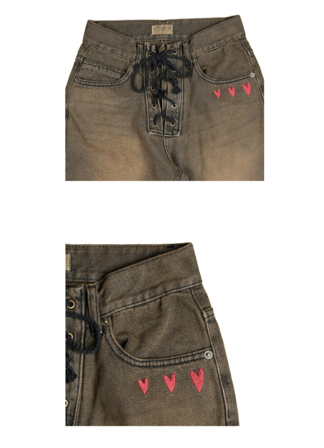 aeae HEART EMBROIDERY JEANS BROWN 1size 상품이미지2