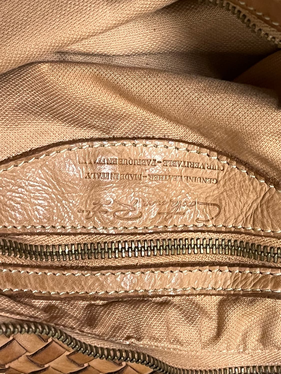 이태리 보헤미안 크로스백 카라멜 소가죽 니트 상품이미지3