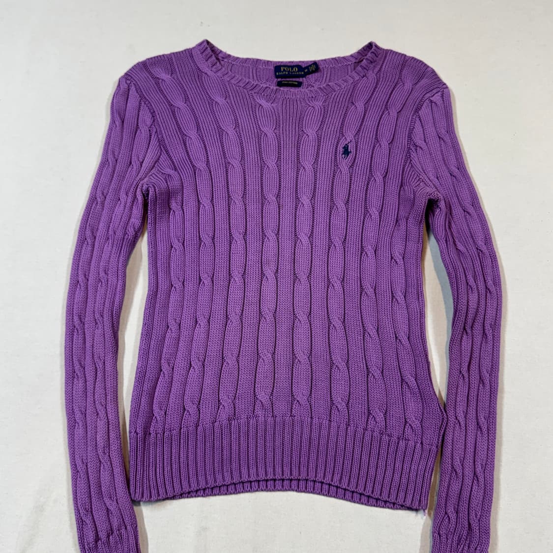 M) 폴로 랄프로렌 피마코튼 케이블 니트 퍼플 보라색 상품이미지2