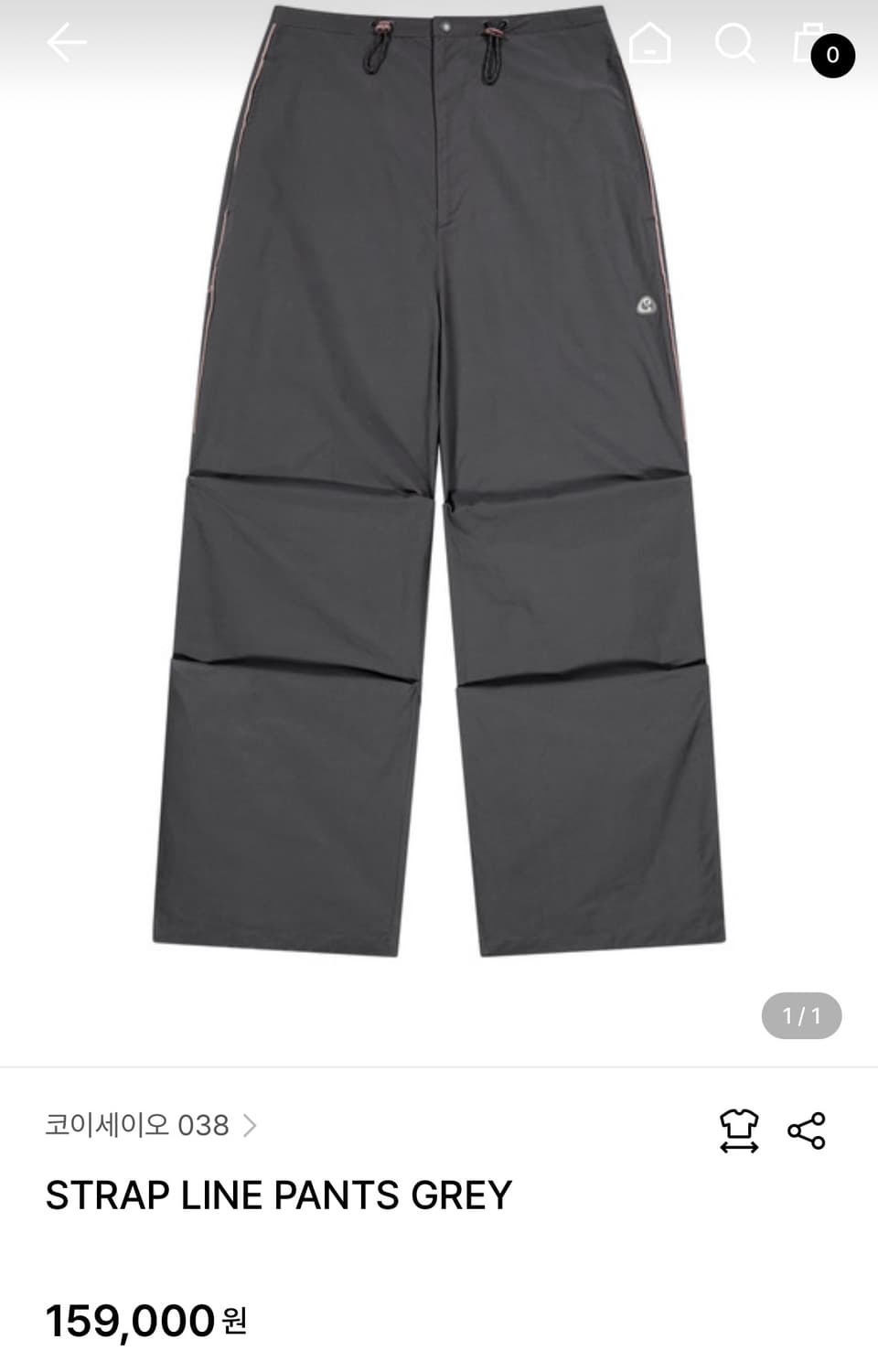 코이세이오 스트랩 라인팬츠 그레이 상품이미지1