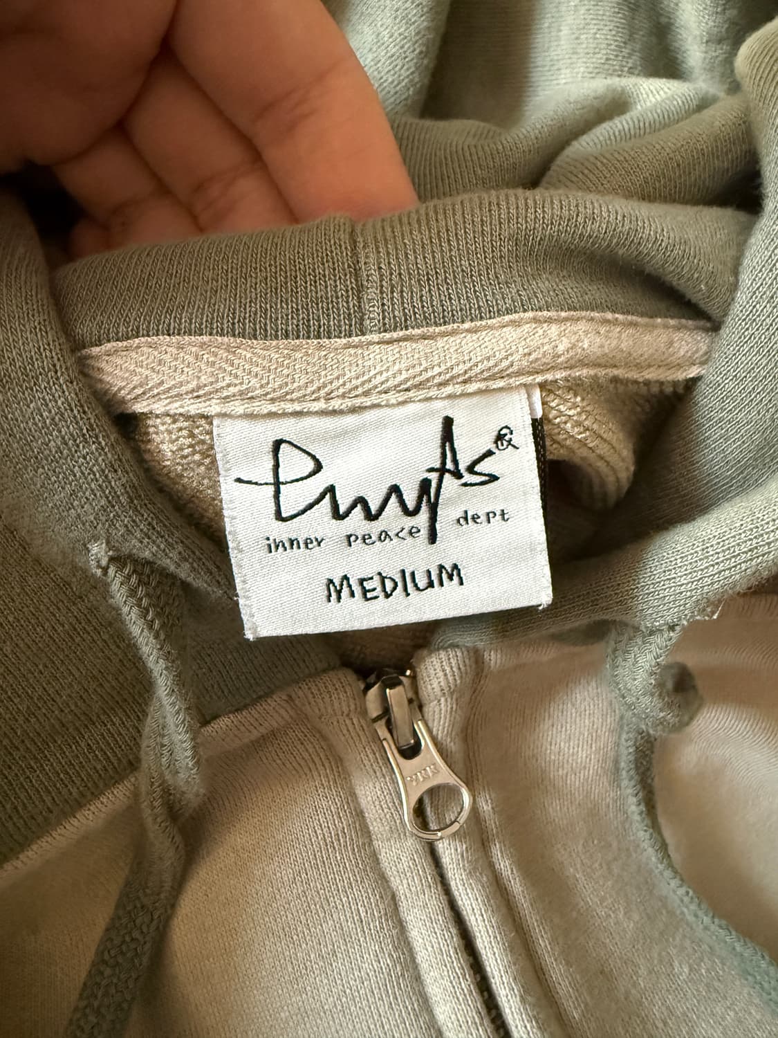 피지컬 디파트먼트 스타테일 컬러블럭 후드집업 그린 베이지 상품이미지3