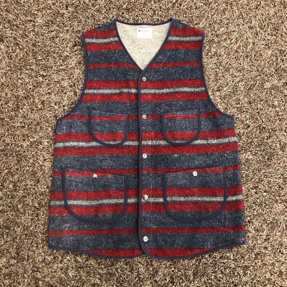 챔피온 재팬 멀티컬러 쿼드포켓 스트라이프 베스트 상품이미지1