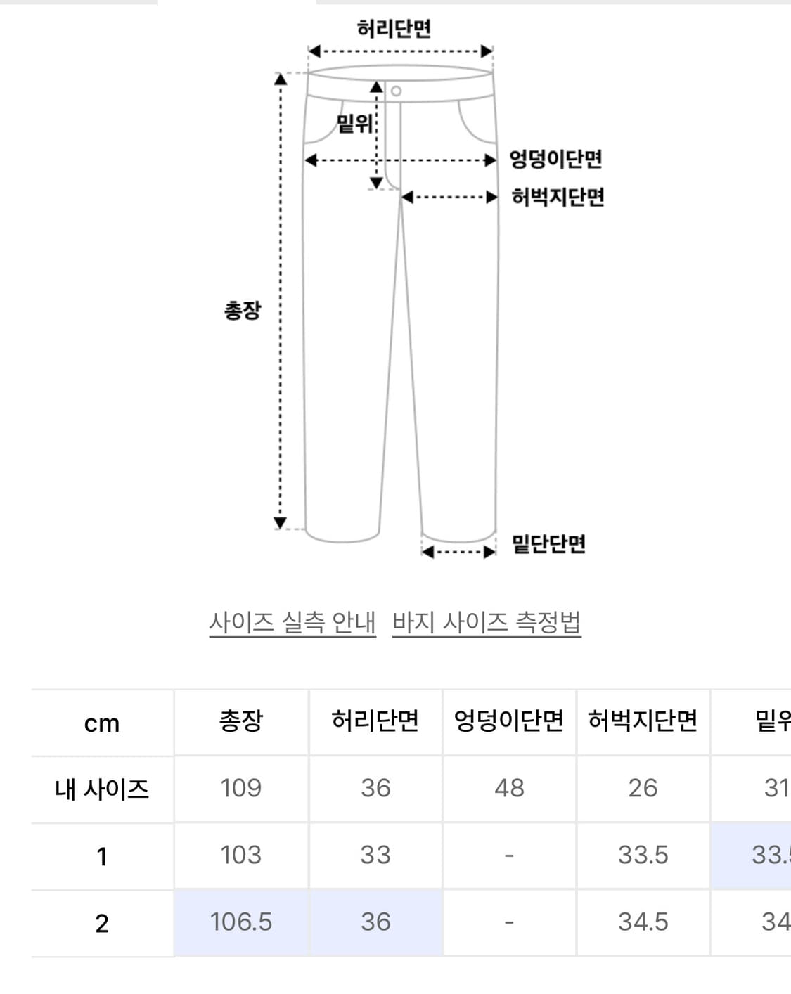 아캄 바지 1사이즈 (새상품) 판매 상품이미지3