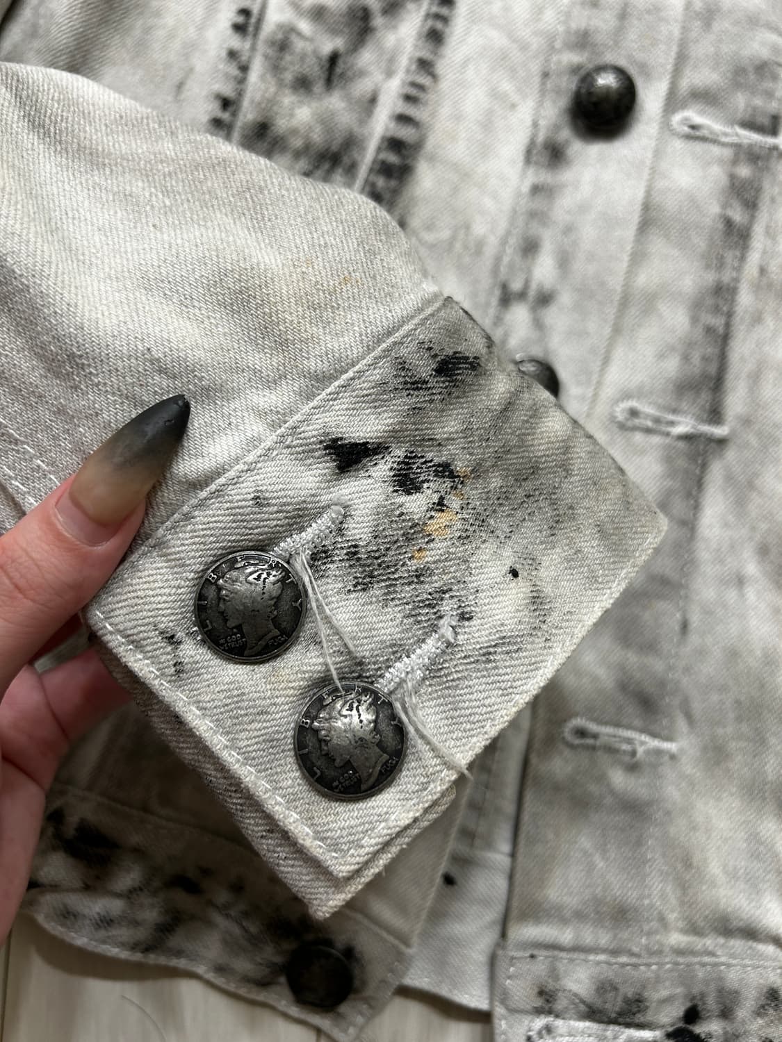 Fuga 데미지 워싱 크랙 데님 자켓 vkei 락시크 펑크 상품이미지3