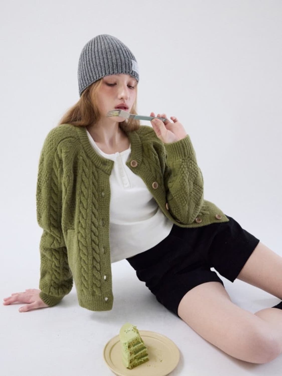 토아베 가디건 올리브 상품이미지1