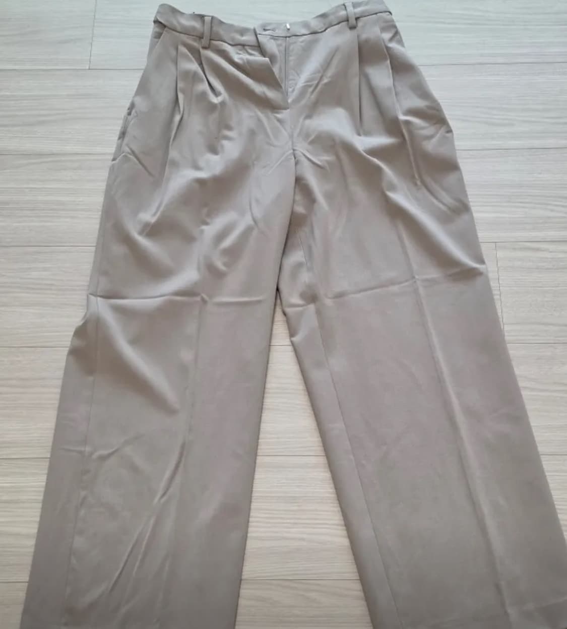 우먼즈 하이 웨이스트 와이드 히든 밴딩 슬랙스 [라이트 베이지] 상품이미지1