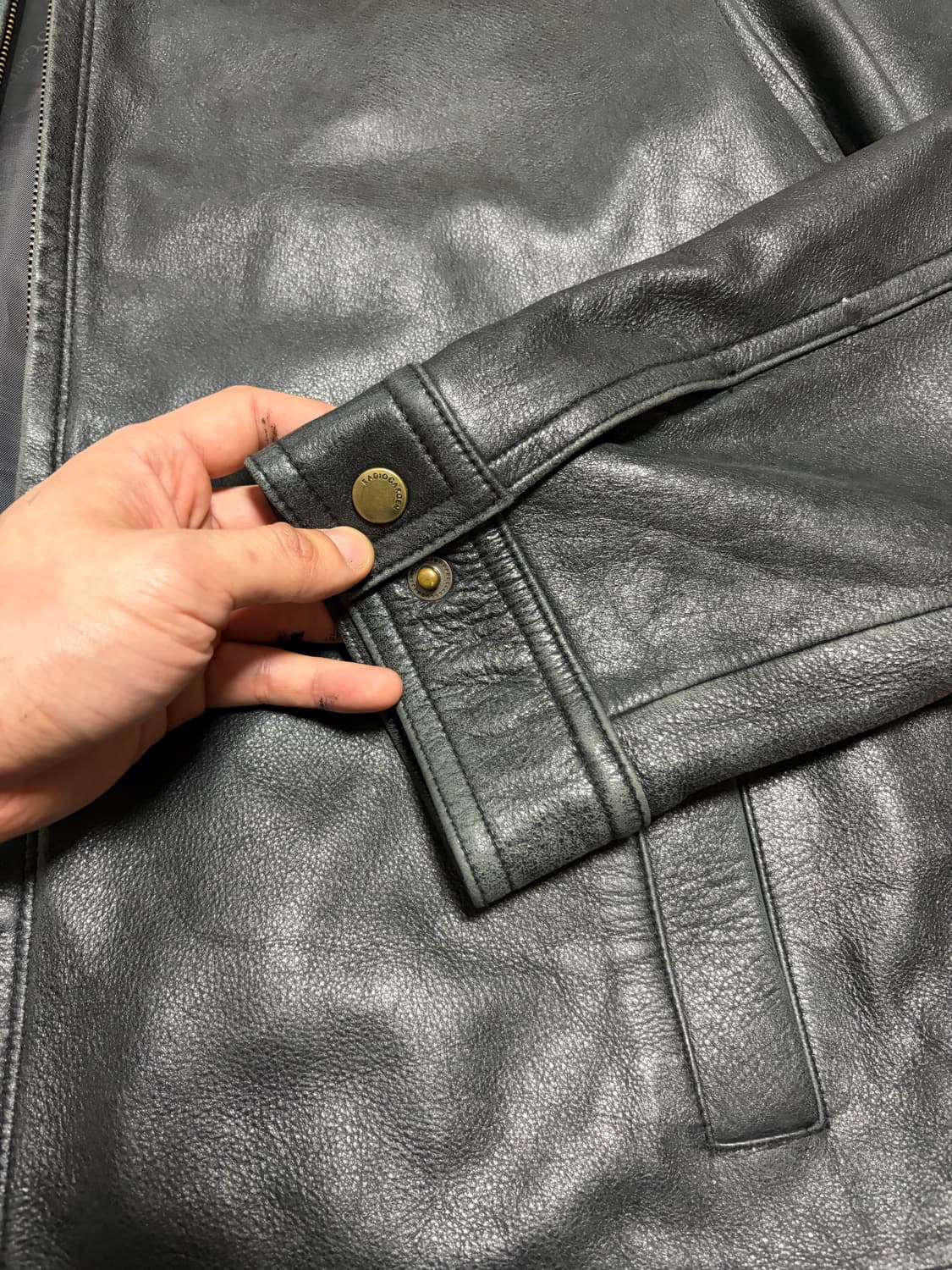 105) 00s 빈티지 카우하이드 소가죽 레더자켓 다크 그레이 상품이미지6