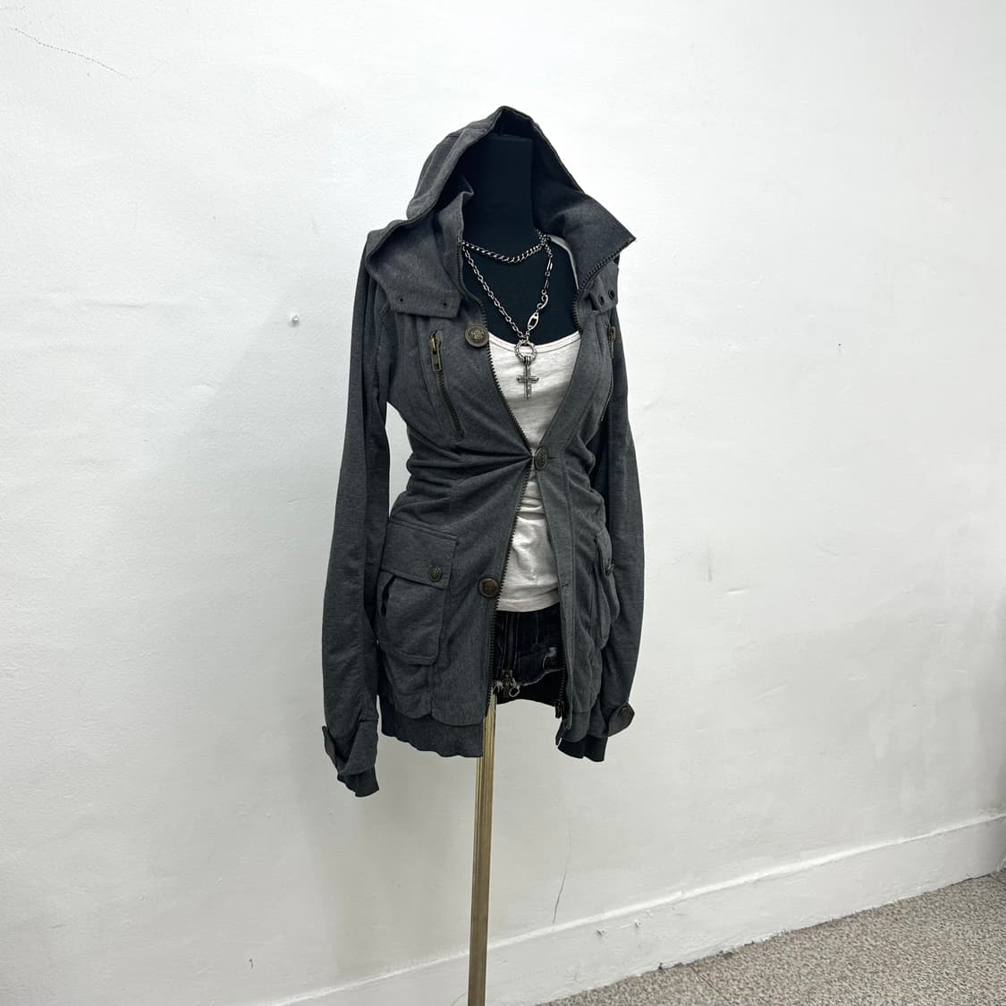 Hood layered shirring long jacket 상품이미지2