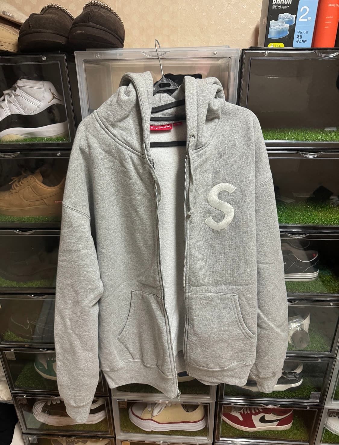 슈프림 S로고 후드집업 그레이 XL 상품이미지5
