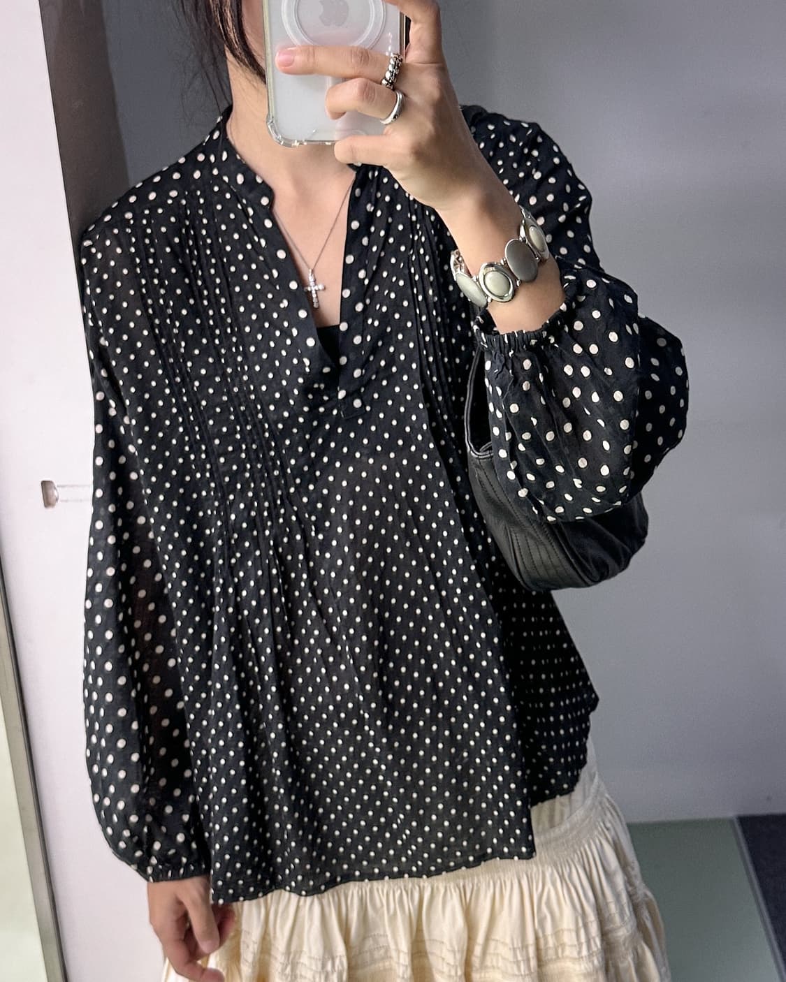 black dot pleats blouse 상품이미지3