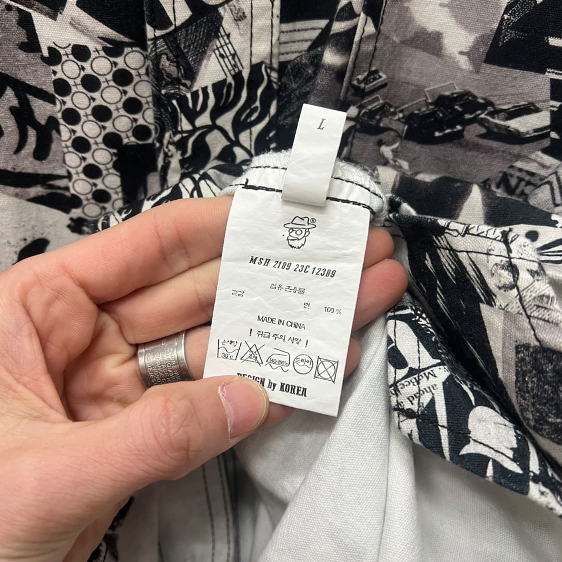 맥우드건 2109 꼴라쥬 프린트 모노 오버핏 셔츠 L 상품이미지4