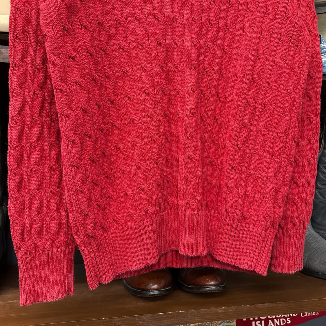 신형라벨 폴로 랄프로렌 케이블 코튼니트 스웨터 레드 N1048 상품이미지4