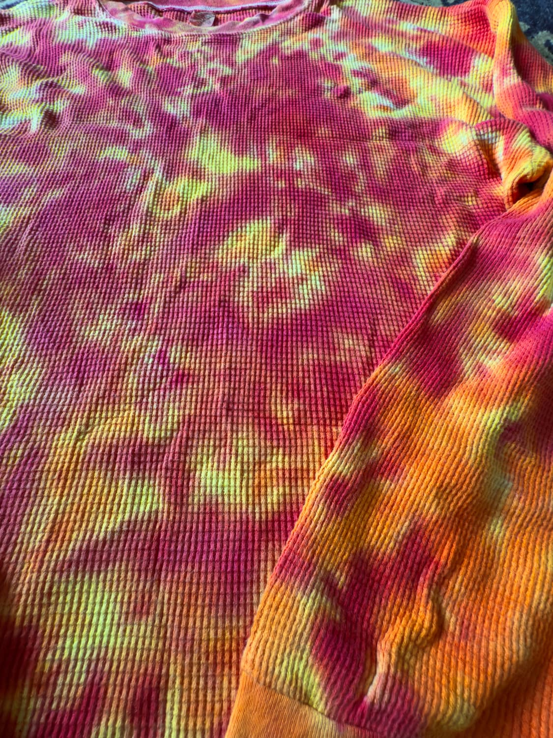 Flame burn tie-dye Waffle knit (USA) 상품이미지5