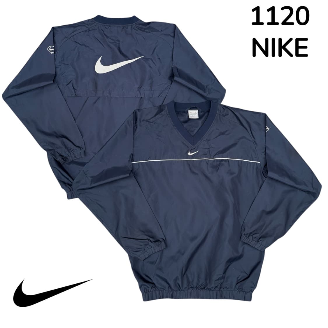 00s 나이키 빅로고 네이비 올드스쿨 웜업 바람막이 L 상품이미지1