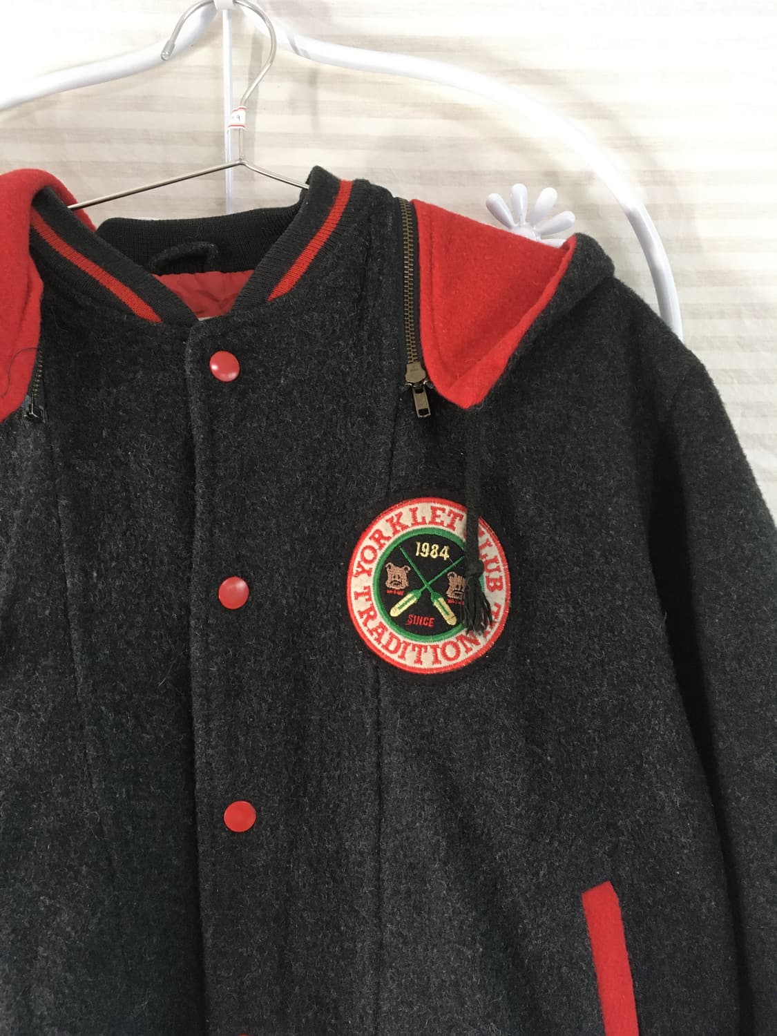 일본빈티지 차콜 후드 패치 자수 베어 후드 점퍼 상품이미지7