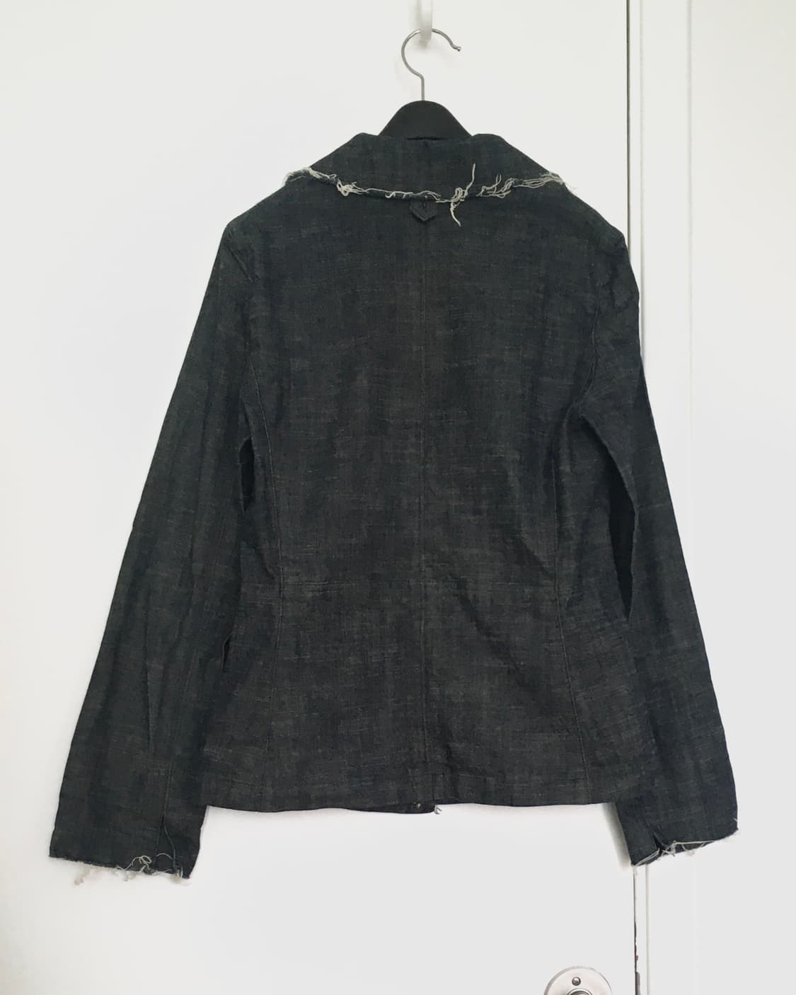 Frayed collar denim open blazer 상품이미지4