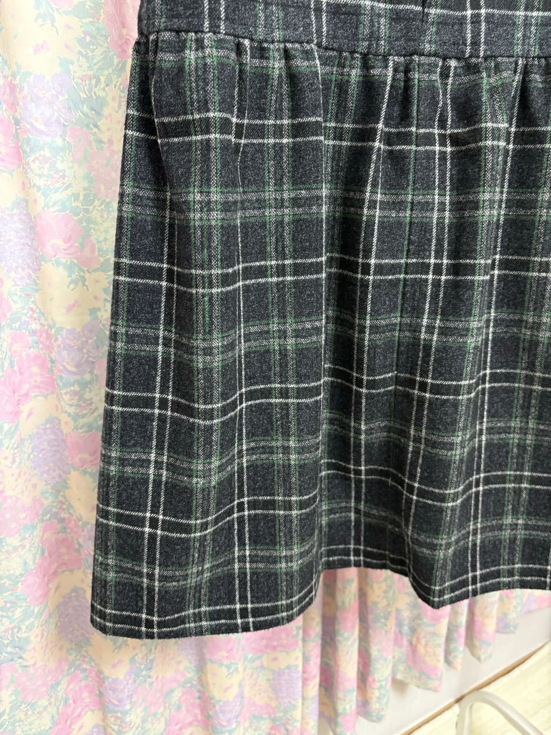 차콜 그린 체크 미디 스커트 상품이미지8