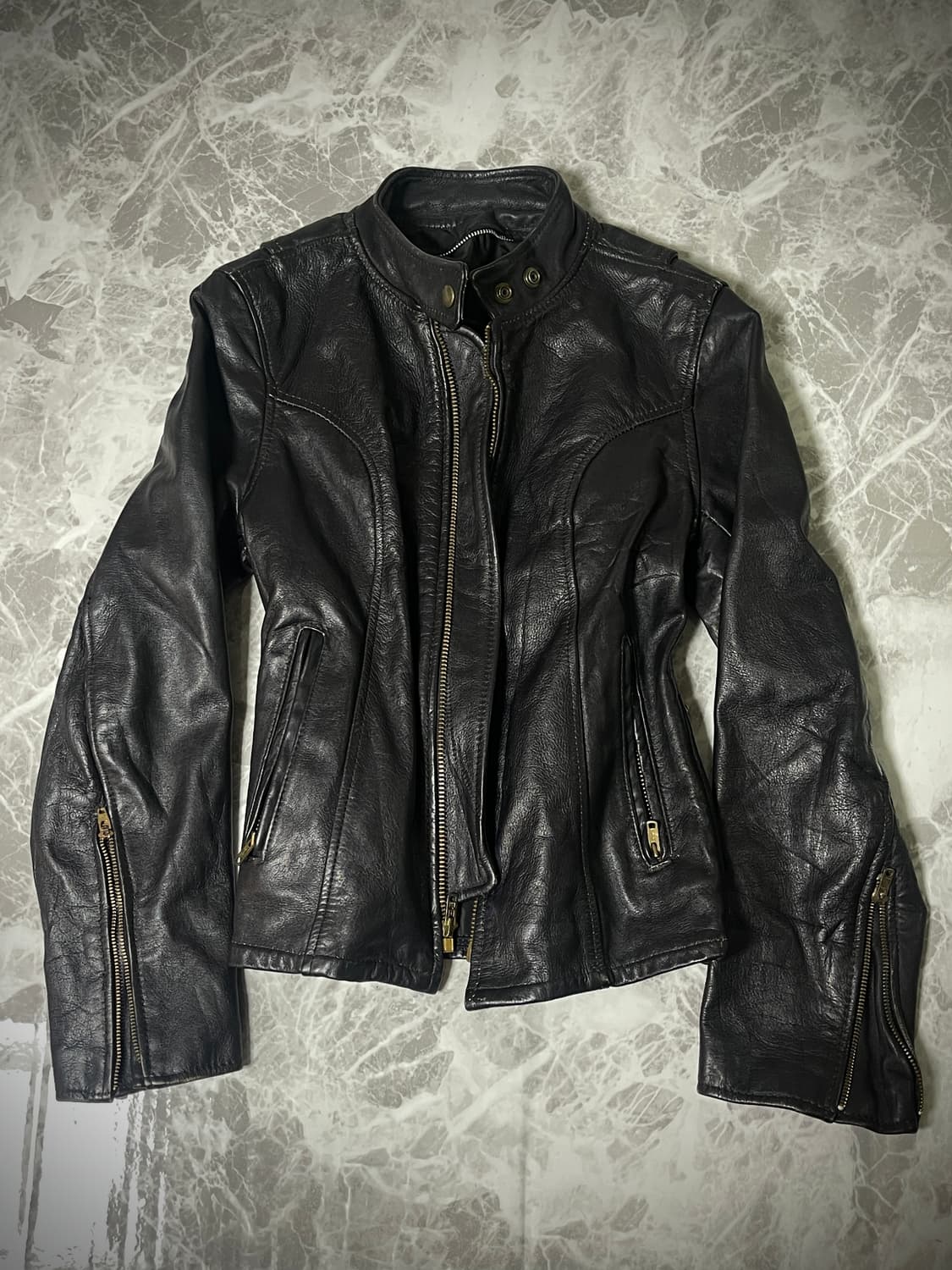 highneck leather rider jacket 상품이미지1
