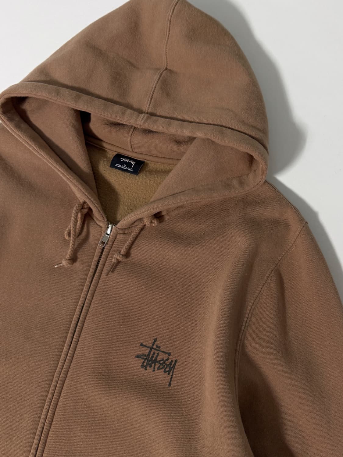 스투시 usa 루즈핏 브라운 베이직 스탁로고 스웻 후드집업  상품이미지3