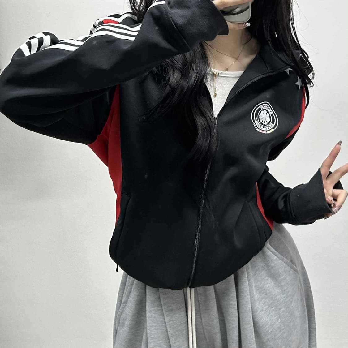 아디다스 독일 국대 05/06올드 유니폼 3성 블랙 검빨 트랙탑 희귀져지 상품이미지1