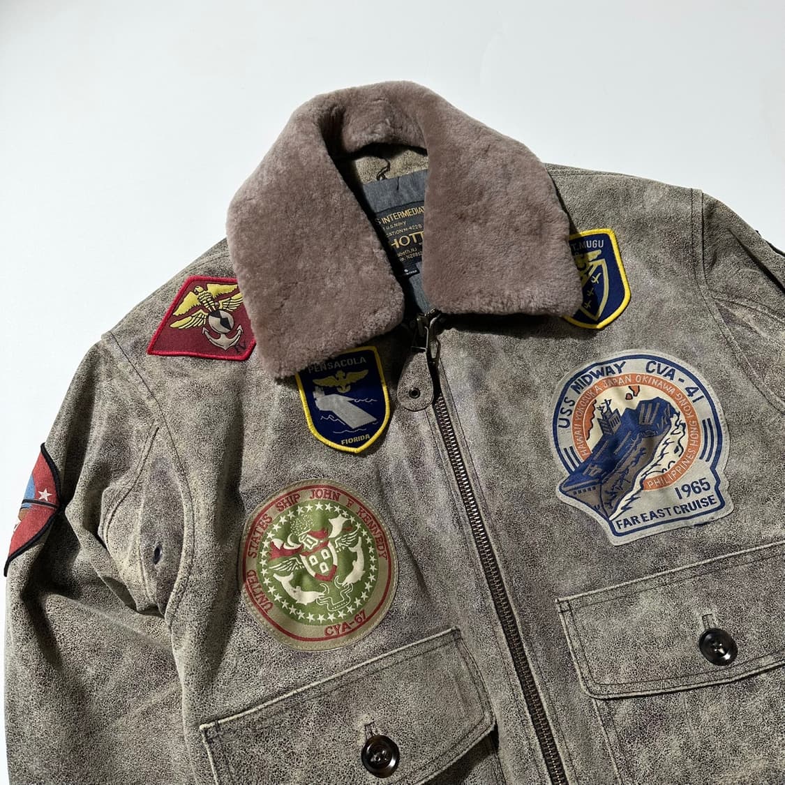 쇼트 G-1 레더 플라이트 봄버 자켓 상품이미지3