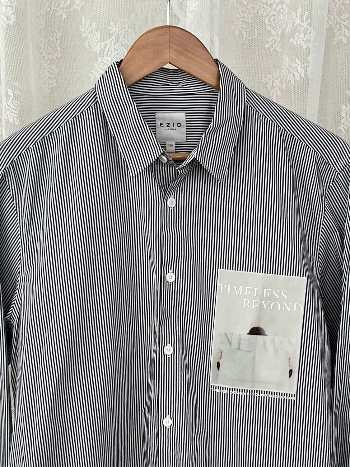 100) 이지오 옴므 EZIO 스트라이프 셔츠 블랙 상품이미지3