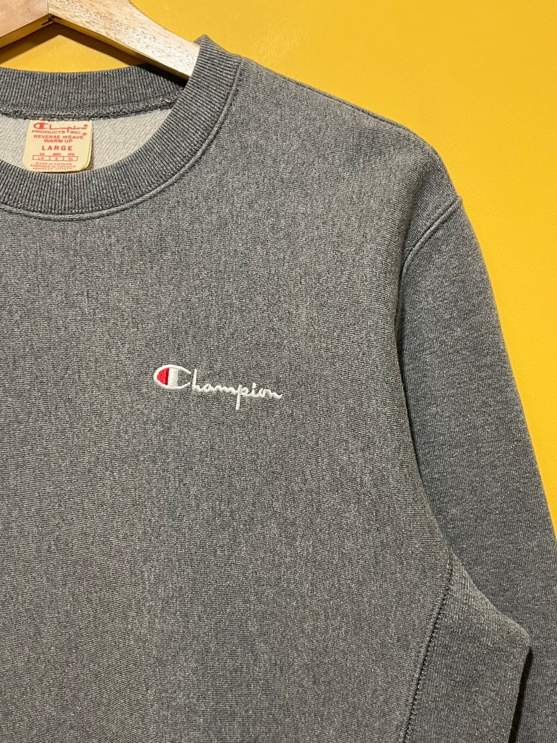 [여성L] 챔피온 리버스위브 크루넥 스웻셔츠 그레이 미니로고 맨투맨 상품이미지3