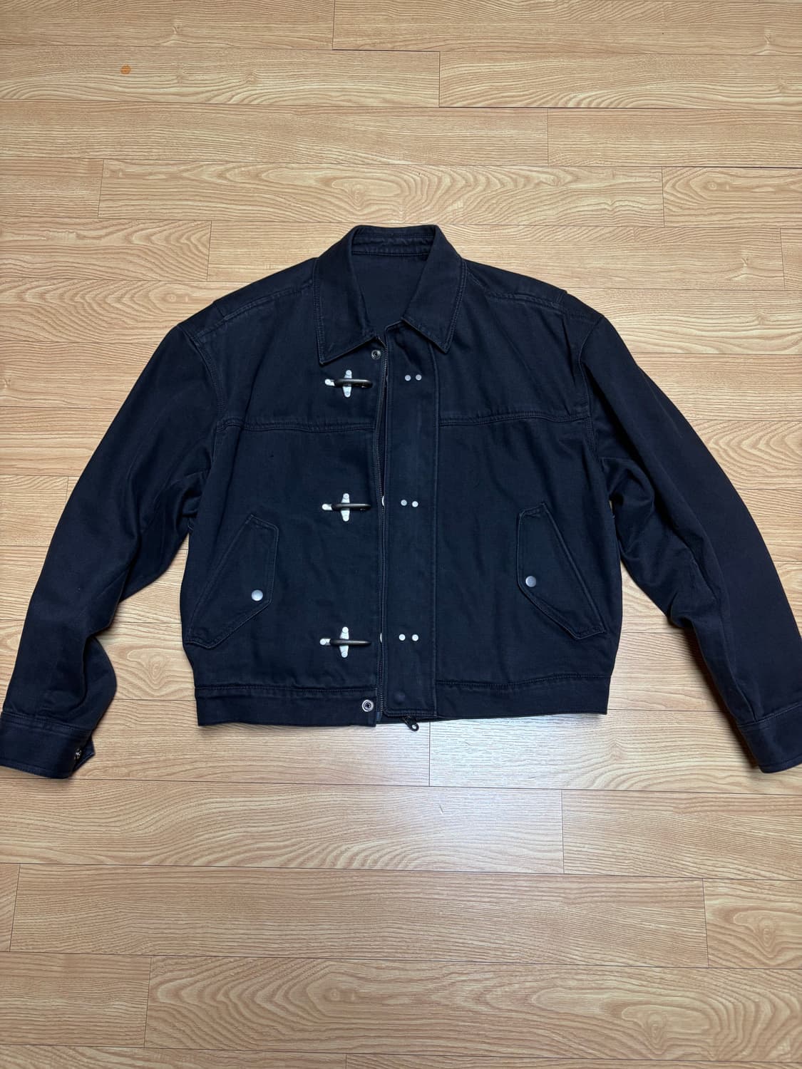 쿠어 파이어맨 크롭 보머 자켓 워시드 블랙 M 상품이미지3