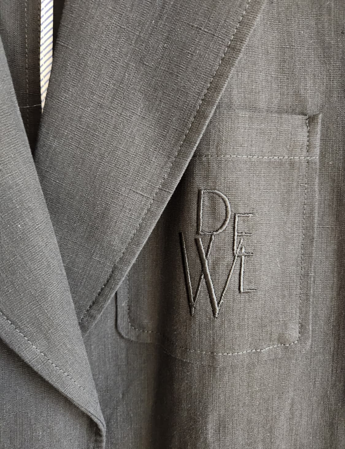 듀엘 포켓 레터링 린넨 롱자켓 55사이즈 상품이미지6