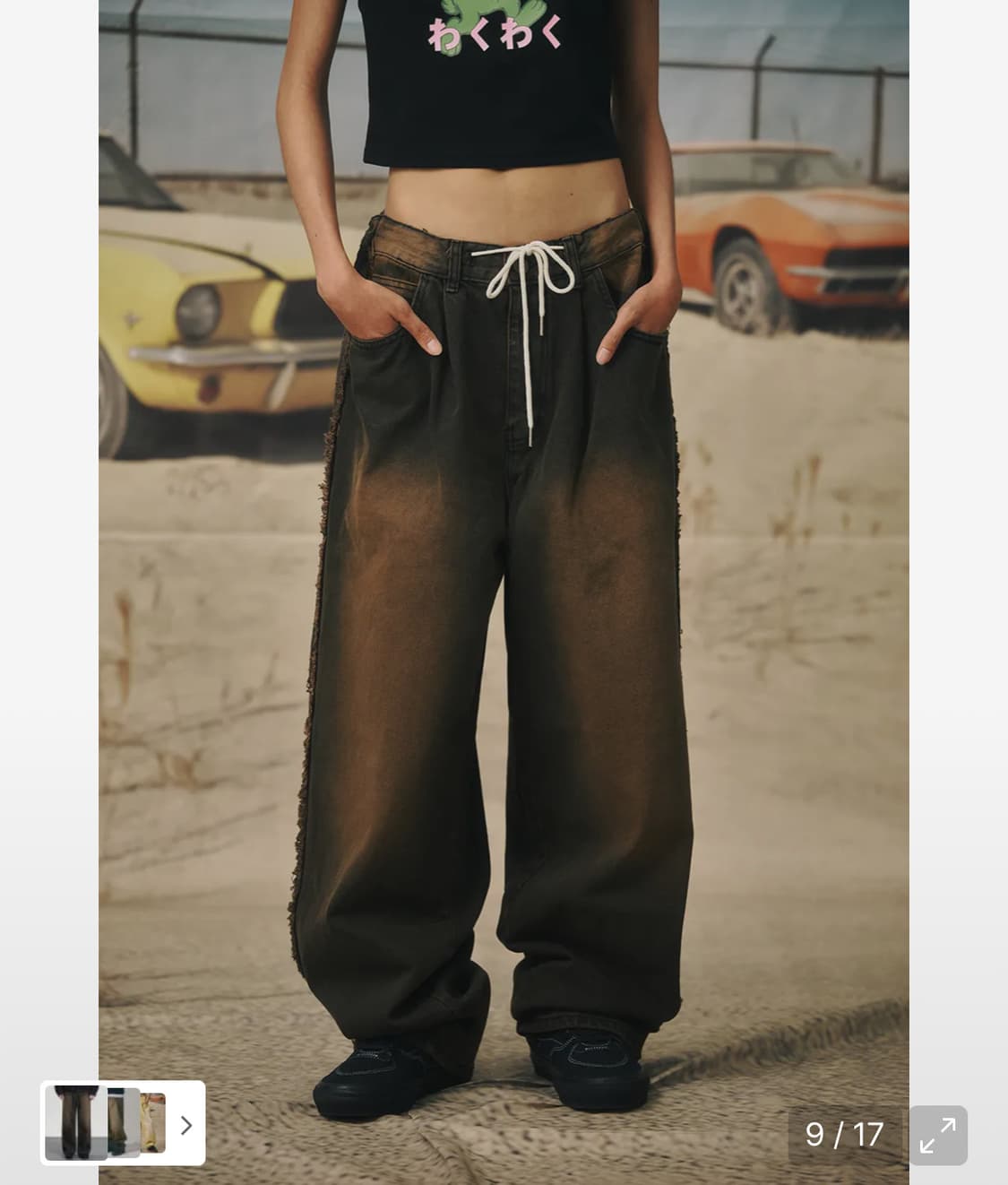 비에스래빗 와이드 데님 팬츠 빈티지 워싱 상품이미지4