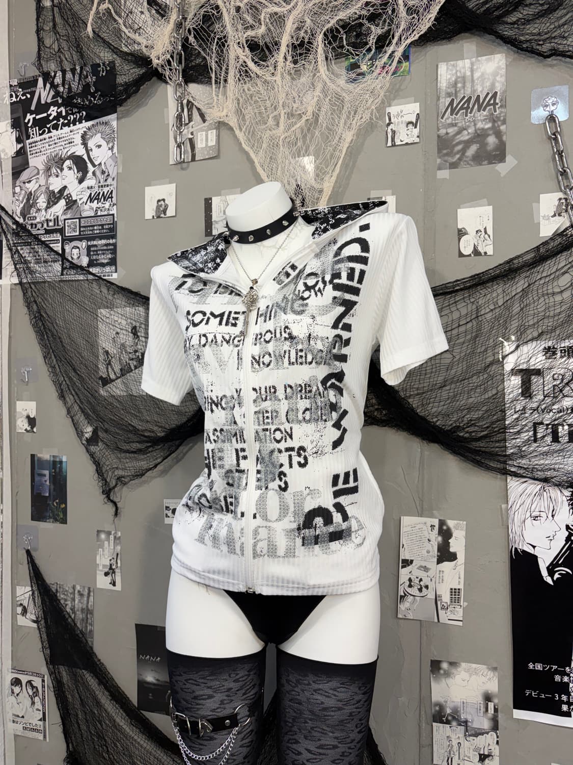 PUNK lettering halfsleeve hood zip up 상품이미지7